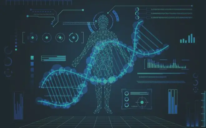 An illustration of DNA and health data